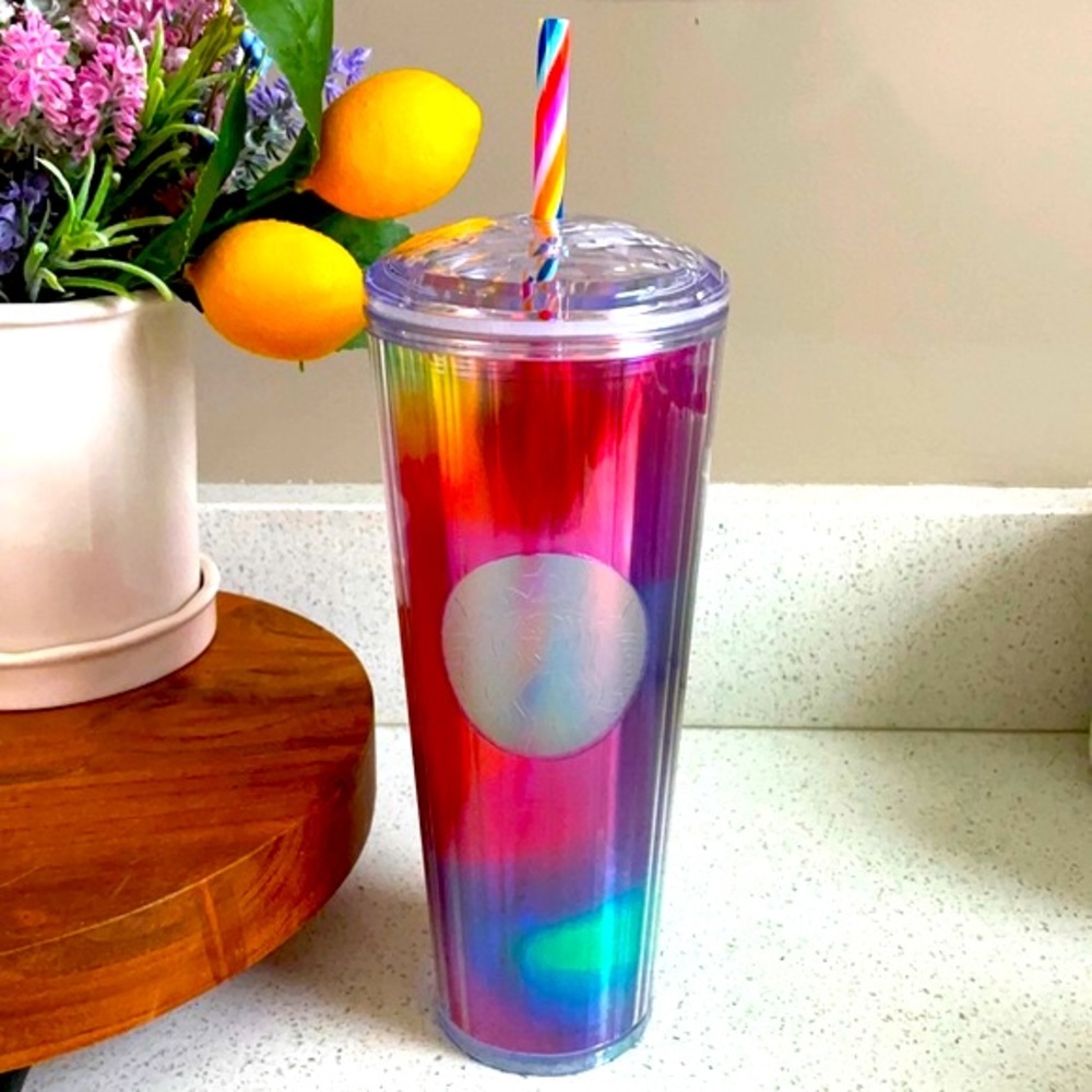 🌈STARBUCKS RAINBOW KALEIDOSCOPE STRAW TUMBLER CUP